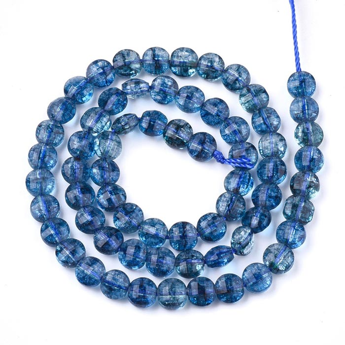 Kyanite, hole strand, flat round, dyed, blue, 6x4mm, about 66pcs.