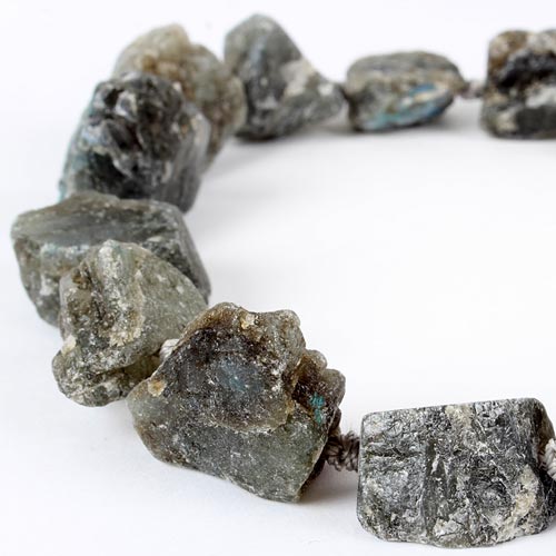 Labradorite, raw nuggets, gray, ca. 20x30mm, 4pcs