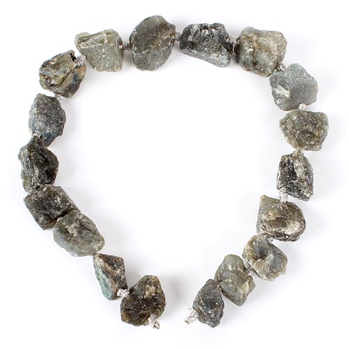 Labradorite, raw nuggets, gray, ca. 20x30mm, 4pcs