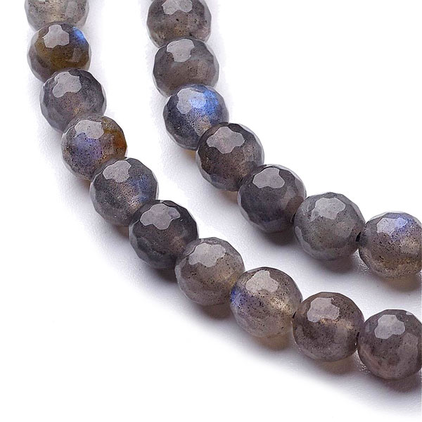 Labradorite, faceted round bead, 8 mm, 6pcs