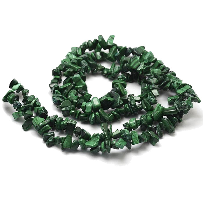 Malachite, full strand, small nuggets, green striped, ca. 8x4x2 mm, ca. 230 pcs.