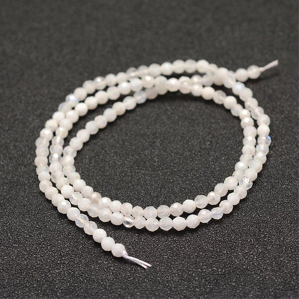 Rainbow Moonstone, whole strand, faceted round bead, 3mm, 140pcs.