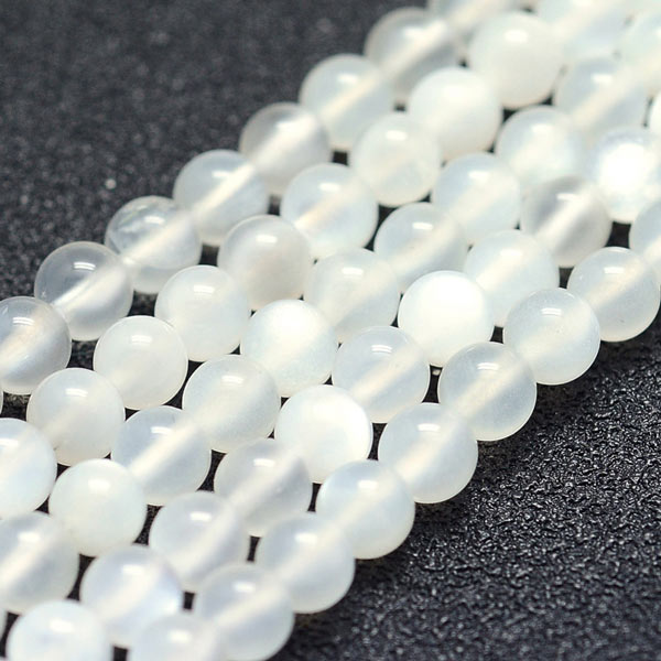 Moonstone, round beads, white, round, 4mm, 10pcs