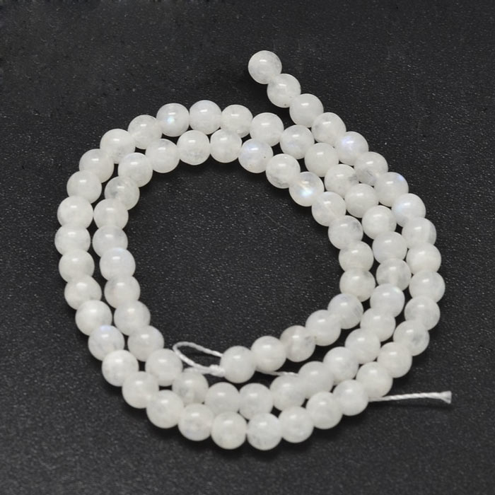 Moonstone, round beads, milky white, diameter 6mm, 10pcs