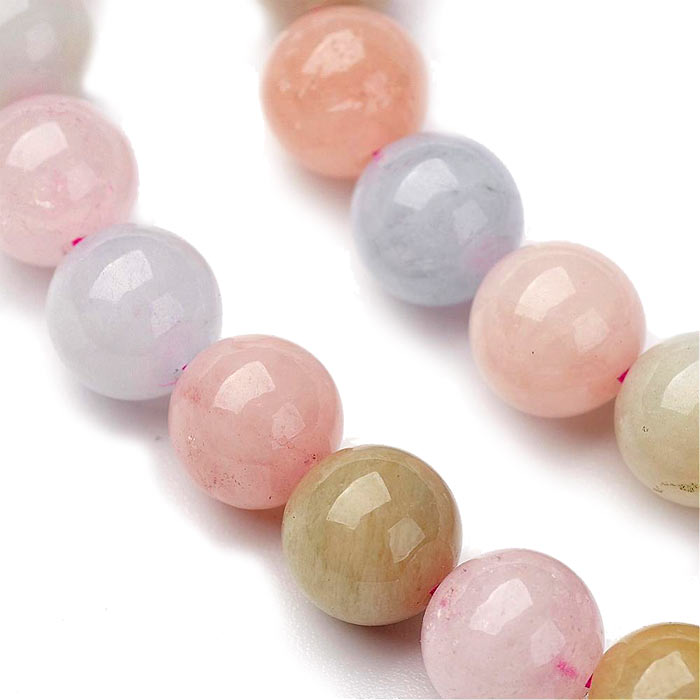 Morganite beads, natural pastel-colored, smooth round, 4mm, 20pcs