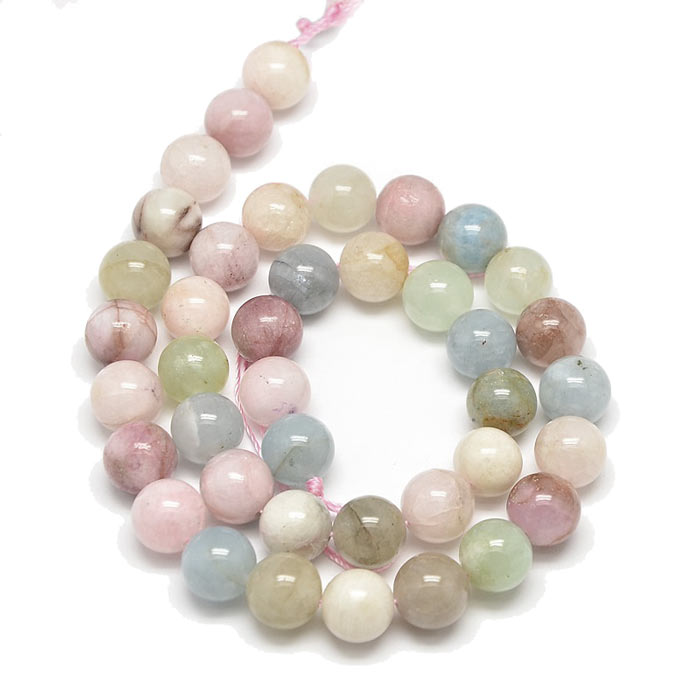 Morganite beads, entire strand, natural pastel-colored, round, 10mm, ca. 39pcs