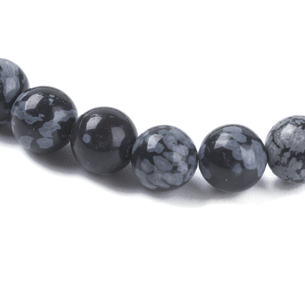 Snowflake Obsidian beads, round, black and grey spottet, 6 mm, 10pcs