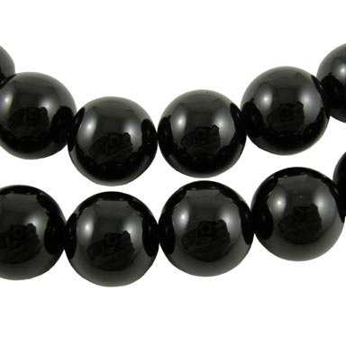 Onyx bead, entire strand of beads, black, round, 14mm, 28pcs.