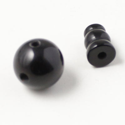 Onyx Guru bead with a 3-hole T-conector and tube bead, round 10mm, 1 set