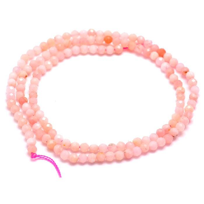 Pink opal, round, faceted, 4 mm, 10 pcs.