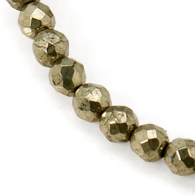 Pyrite, small, round facetted bead, 2mm, ca. 180pcs