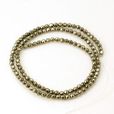 Pyrite, small, round facetted bead, 2mm, ca. 180pcs