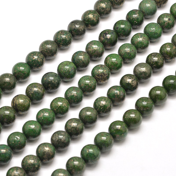 Pyrite, round bead, green, 6 mm, 10pcs.