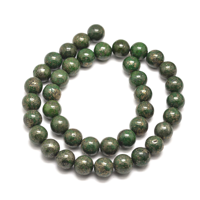 Green Pyrite, strand, green, round bead, 6 mm, ca. 65 pcs.