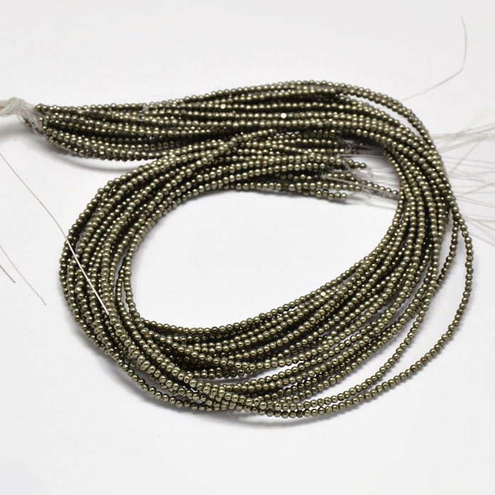 Pyrite, entire strand of beads, round bead, 3mm, A-grade, 125pcs