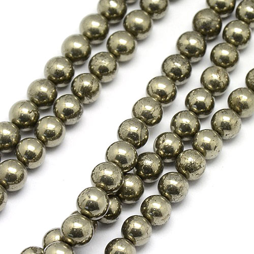 Pyrite, round bead, 8mm, 6pcs.