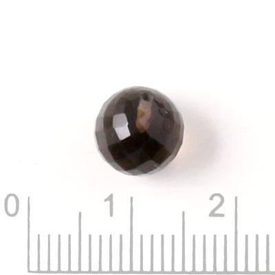Half-drilled smoky quartz bead, clear brownish, faceted, round, 10mm, 1pc