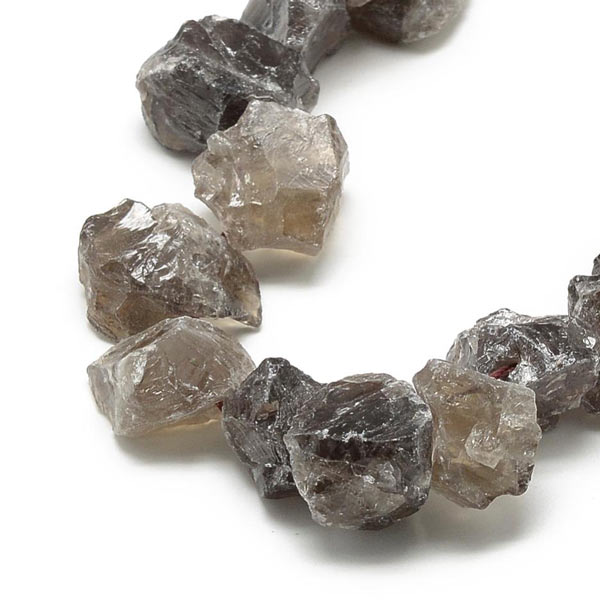 Smoky quartz, raw stone beads, nuggets, brown, 15-25x15-25mm, 4pcs.