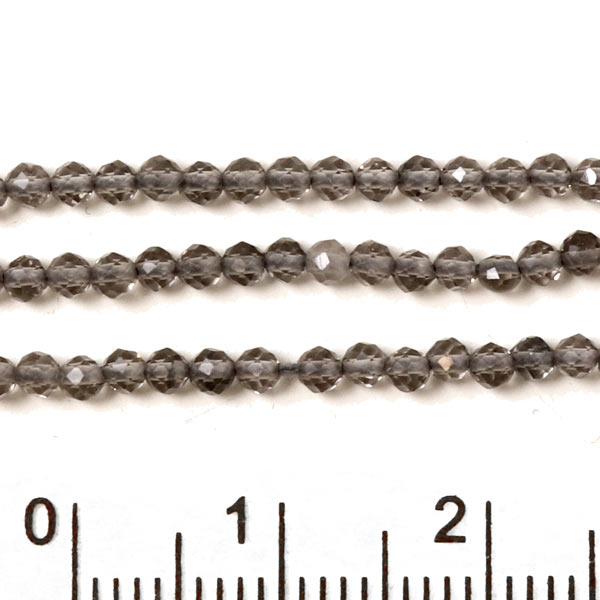 Smoky quartz, entire strand of beads, facetted, round, 2mm, ca. 170pcs.