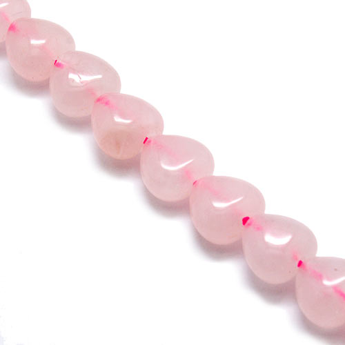Rose quartz, heart, full strand, light rose, 10x10mm, 40 pcs.