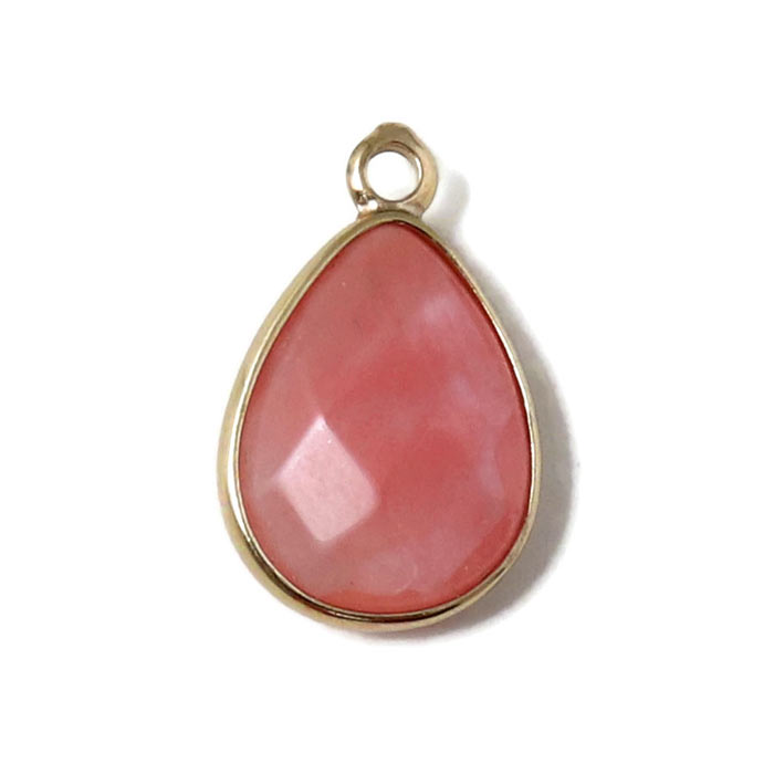 Goldplated cherry-quartz color, drop, 24x15mm, 1pcs.