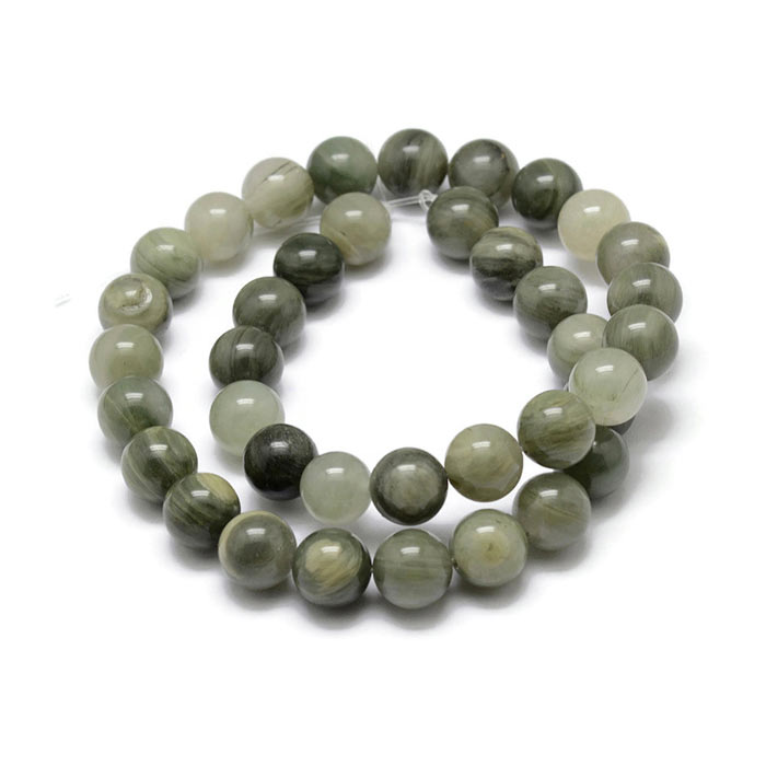 Agat, natural green, round, 6 mm, 10 pcs