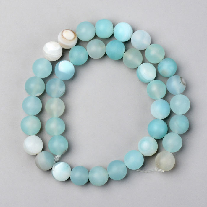 Sardonyx beads, full strand, dyed, frosted, turquoise green, round, 10mm, 39pcs