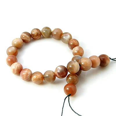 Sunstone bead, red-brown, iridescent, round, 12mm, 4pcs.