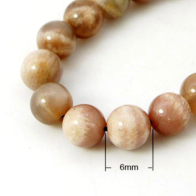 Sunstone bead, round, reddish, 6mm, 10pcs.