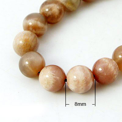 Sunstone bead, round, red-brown iridescent, 8mm, 6pcs