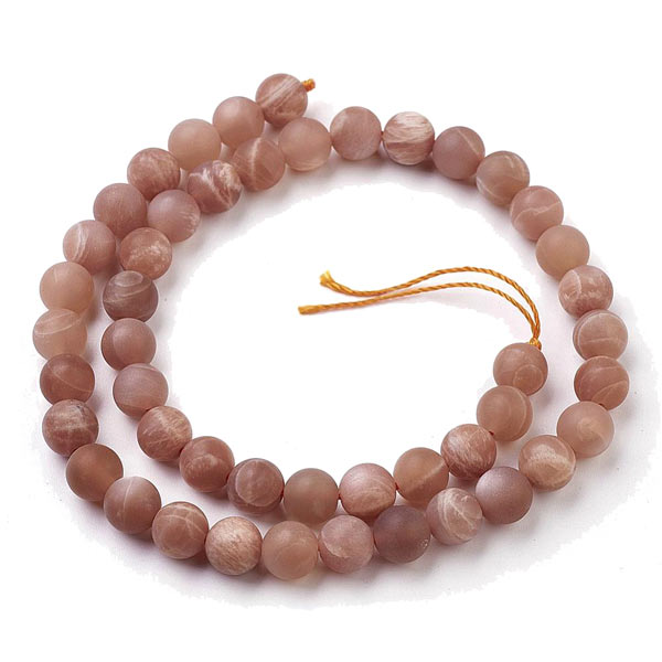 Sunstone bead, round, dark, frosted, 8mm, 6pcs