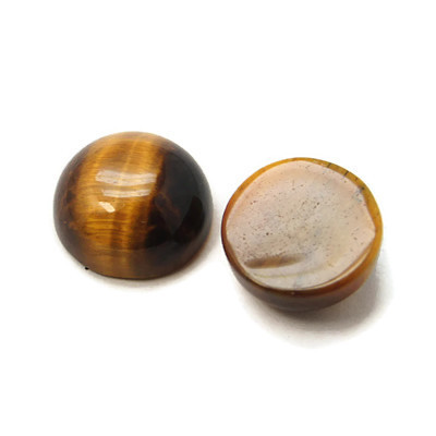 Tiger eye cabochon (flat back), round, 10mm, 2pcs.