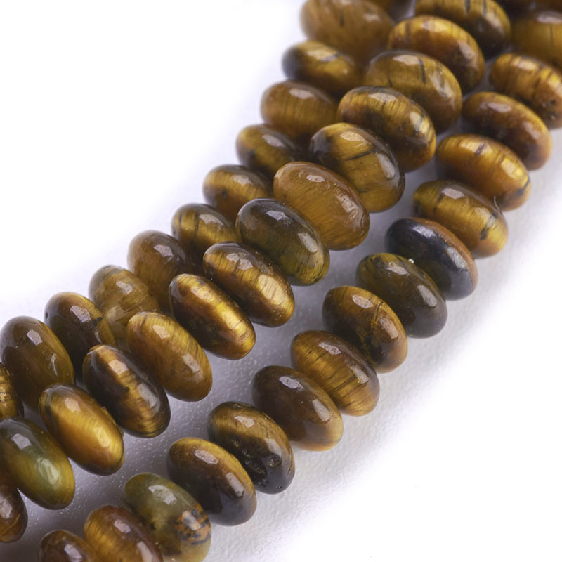 Tiger eye bead, whole strand, rondelle, yellow and brown, 4,5x2,5mm, approx. 160 pcs