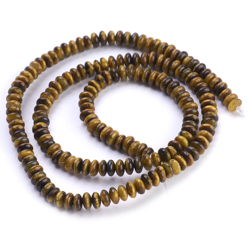 Tiger eye bead, whole strand, rondelle, yellow and brown, 4,5x2,5mm, approx. 160 pcs