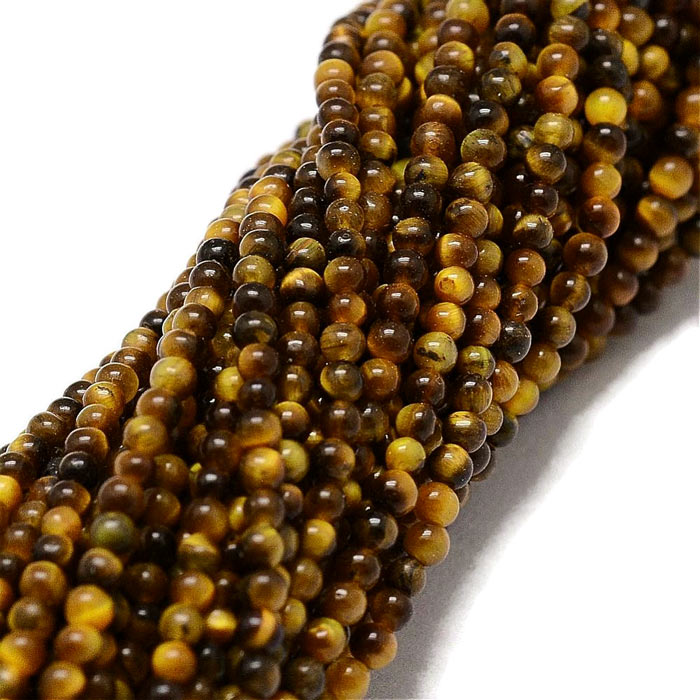 Tiger's eye, full strand, smooth, golden-brown, round bead, 3mm, approx. 130pcs
