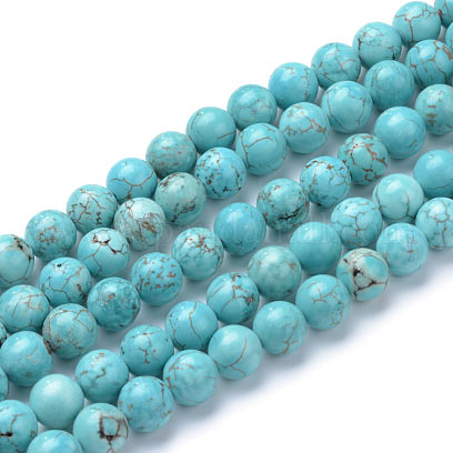 Turquoise, dyed Howlite, entire strand of beads, round, 4mm, 95pcs.