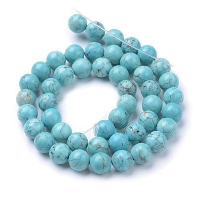 Turquoise, dyed Howlite, entire strand of beads, round, 4mm, 95pcs.