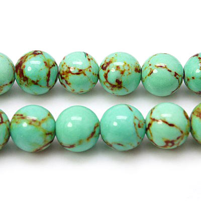 Turquoise imitation, green, dyed, round, 8mm, 6pcs