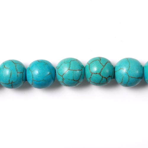 Turquoise, dyed, howlite bead, entire strand, round , 12mm, 30pcs.