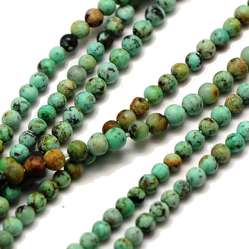 African turquise, entire strand of beads, round turquoise, 2mm, ca. 190pcs.