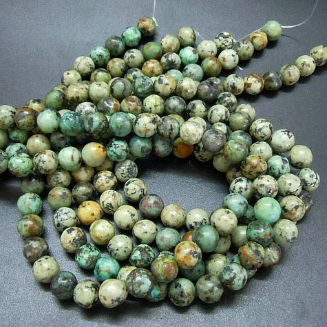 African turquise, round turquoise, 8mm, 6pcs.
