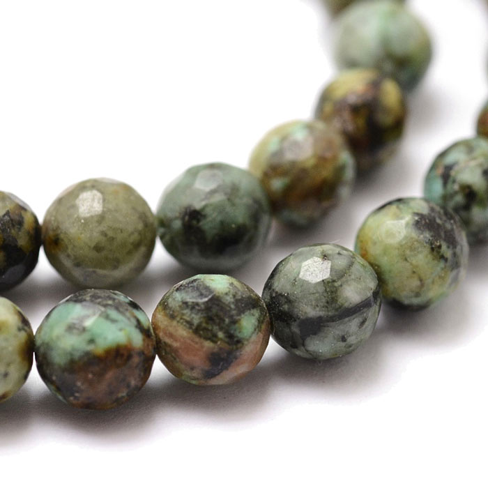 African turquoise, full strand, faceted, 6-7mm, ca. 60pcs