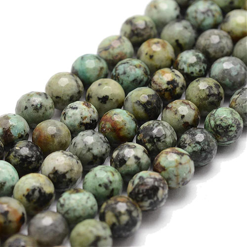 African turquoise, full strand, round, faceted, 6mm, 44pcs