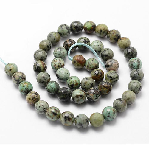 African turquoise, full strand, round, faceted, 6mm, 44pcs