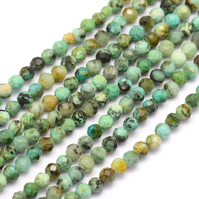 African turquoise, full strand, round, faceted, 2,5-3mm, approx 150pcs