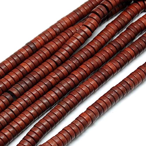 Synthetic turquoise, coloured, brown, heishi round/flat, 4x2mm, approx. 150 pcs