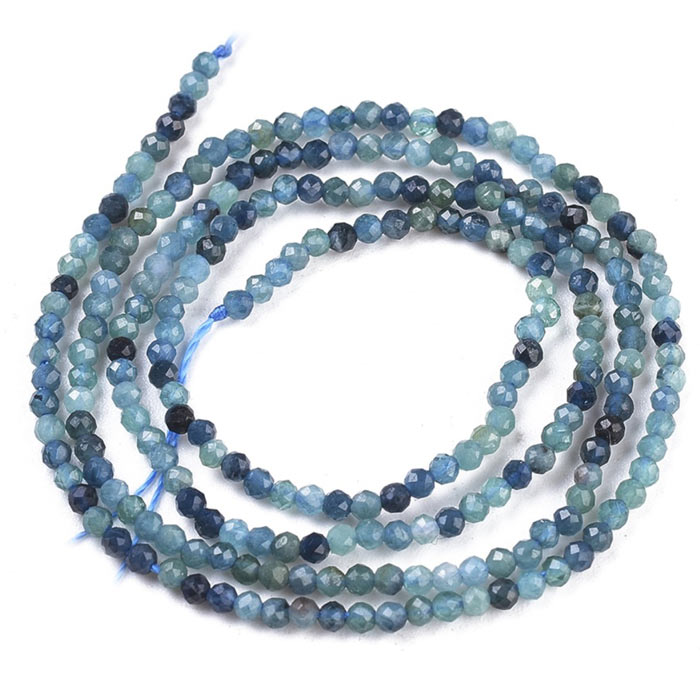 Tourmaline, dyed, full strand, blue, round, faceted, ca. 2mm. 170pcs