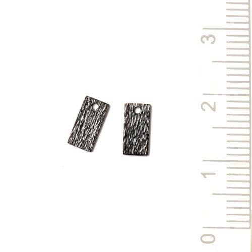 Oxidised sterling silver, brushed, squares, 8x4mm, 2pcs.