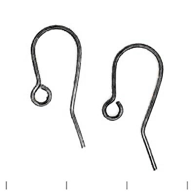 Earwires with loop, oxidised sterling silver, 4pcs.