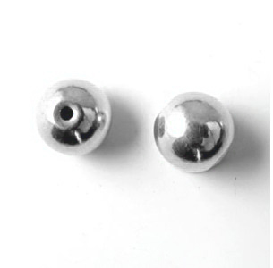 Bead, stainless steel, drilled through, 8mm, 2mm hole, 2pcs.